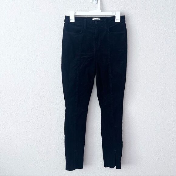 L'Agence Jyothi High Rise Split Ankle Velvet Jeans Black Women's Size 27 - Picture 1 of 8